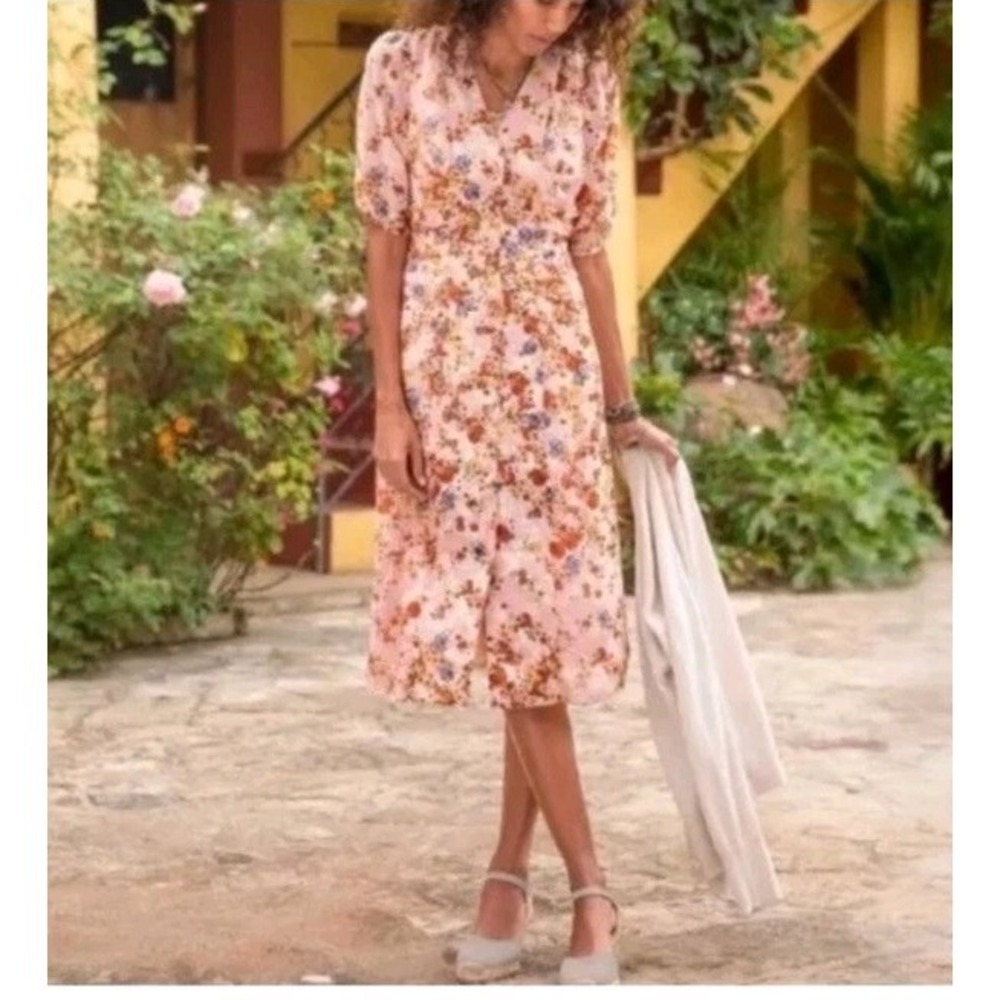 Sundance Silk Flutter Floral Romantic Flowy Boho Cottagecore Prairie Dress Sz 4‎